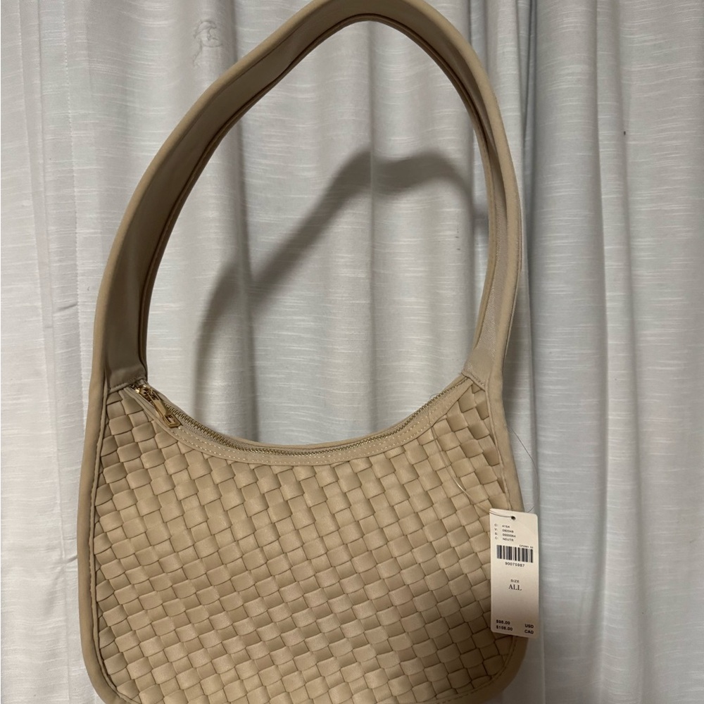 Anthropologie Cream Woven Shoulder Bag